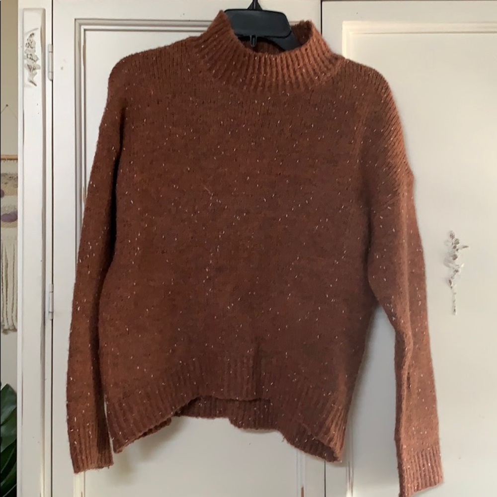 Orange & White Turtleneck Sweater
